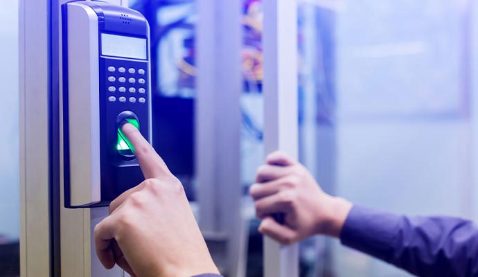 Person using biometric reader