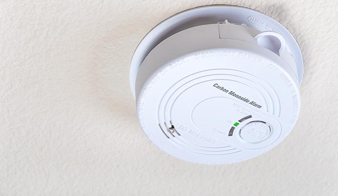 Carbon monoxide detector installed on the ceiling