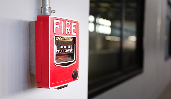 Fire alarm installed on the wall