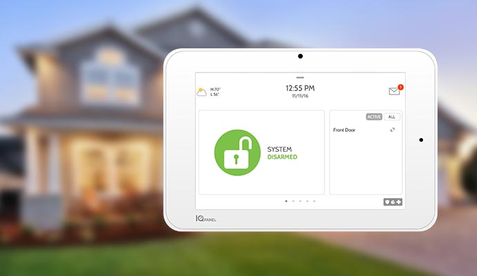 Interactive alarm panel on the wall interface
