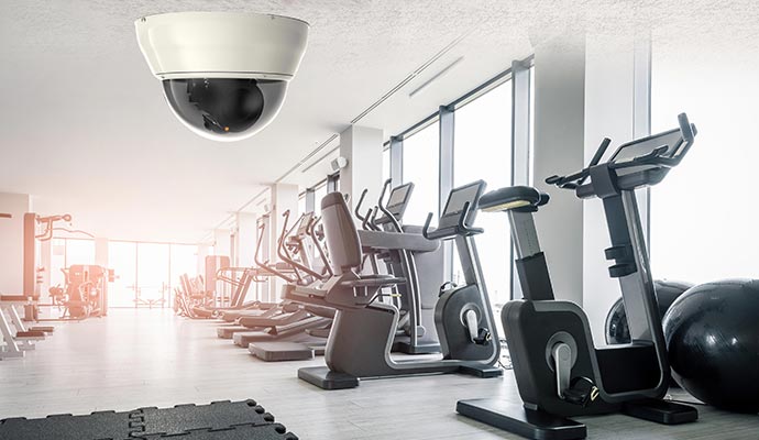 Security camera on fitness center