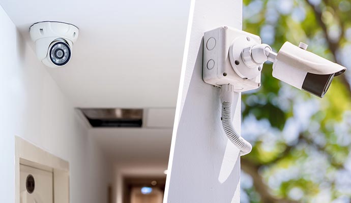 Collage of indoor and outdoor security camera