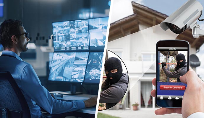 Collage of monitoring system and burglary detection system
