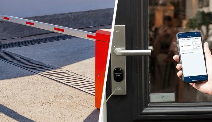 Collage of parking system and touchless doors