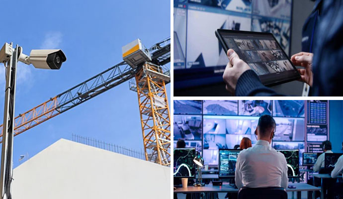Collage of professional security monitoring services