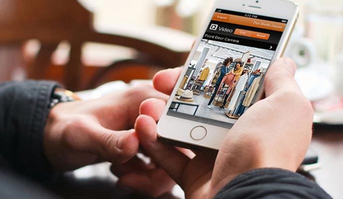 Viewing live security footage on a smartphone