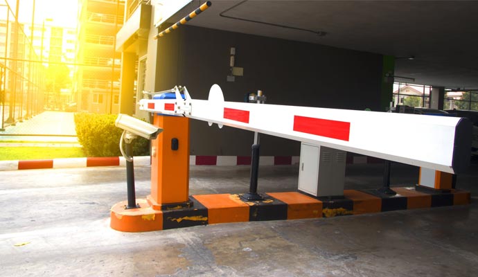 Installed parking barrier gate