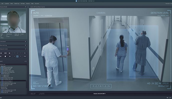 Monitor access to secure areas and staff movement for healthcare facilities